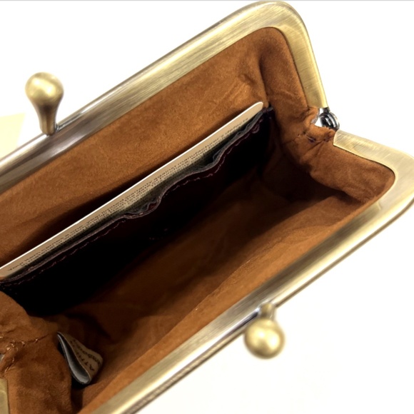 NWT Patricia Nash Sienna Sunset Floral Leather Coin Purse Key‑Ring Kiss‑Lock - Picture 3 of 4